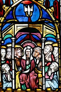 Temple Saint-Etienne Calvinist church, Stained glass window, The Assumption of Mary into Heaven, Strasbourg, France by Unbekannt