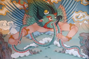 Temple of the Thousand Buddhas Dashang Kagyu Ling Congregation Painting Garuda, La Boulaye, France by Unbekannt