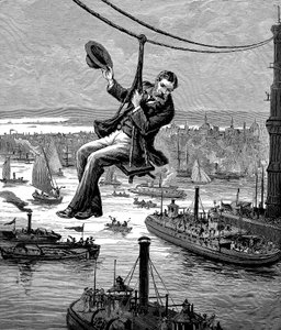 Testing the Cables on Brooklyn Bridge by Unbekannt