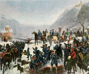 The 1st Silesian Army crossing the River Rhine near Kaub, 1 January 1814