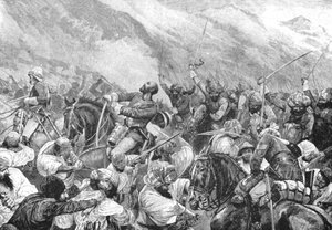 The Afghan War: The Death of Major Wigram Battye in the Battle of Futtehabad by Unbekannt