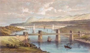 The Britannia Tubular Bridge, Menai Strait, Wales, c1850 by Unbekannt