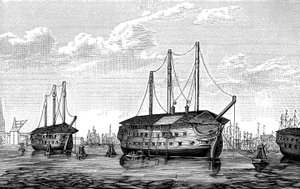 The Danish prison-ships Dronning Maria and Waldemar at Copenhagen, 1848-1849 by Unbekannt