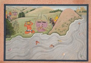 The Demon Marichi Tries to Dissuade Ravana from a dispersed Ramayana series by Unbekannt