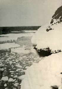 The First Landing-Place, Showing Bay Ice Breaking Out and Drifting Away North