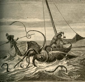 The Fishermen Battle with the Giant Squid, 1881 by Unbekannt
