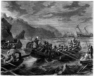 The Franks Cross the Raging Sea by Unbekannt