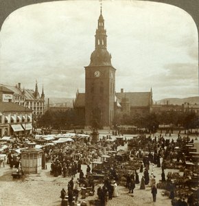 The Great Market Around Statue Christian IV, Christiania, Norway, c1905