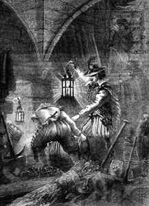 The Gunpowder Plot conspirators at work