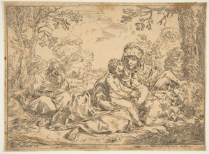 The Holy Family with Saint John the Baptist, Copy after Cantarini, ca. 1639-1648 or after by Unbekannt