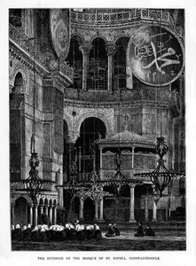 The Interior of the Mosque of Santa Sophia, Constantinople, Turkey