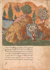The Lion King, With His Mother, Receives Dimna, Folio from a Kalila wa Dimna by Unbekannt