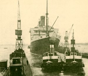 The Majestic Entering Dry Dock Hauled by Tugs