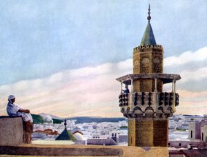 The Muezzin in his Minaret calling the Faithful to Prayer