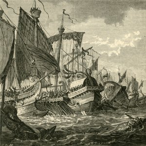The Naval Battle Off Cape Pelorus, 1890 by Unbekannt