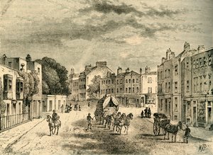 The Old Village of Vauxhall, with Entrance to the Gardens, in 1825 by Unbekannt