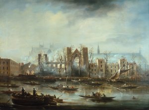 The Palace of Westminster from the River after the Fire of 1834 by Unbekannt