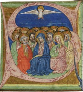 The Pentecost. Initial S from a manuscript Gradual, ca 1430 by Unbekannt