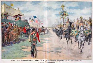 The President of the Republic Reviewing Russian Troops, Krasnoye Selo, Russia by Unbekannt