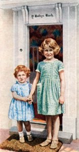 The Princesses Elizabeth and Margaret Rose at the Door of the Little House by Unbekannt