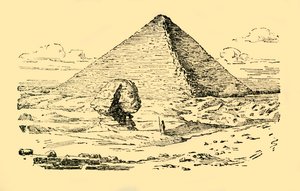 The Pyramid Tomb of King Khufu and the Great Sphinx at Gizeh, Egypt by Unbekannt