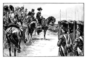 The Queen at the Camp at Chobham, Surrey by Unbekannt