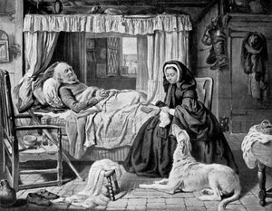 The Queen in a Cottage Bedroom by Unbekannt