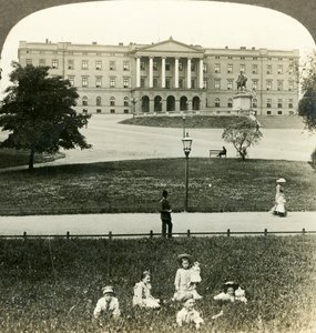 The Royal Palace S.E. facade and statue of King Charles XIV. Bernadotte Christiania, Norway