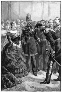 The Shah of Persia Presenting His Suit to Queen Victoria at Windsor by Unbekannt