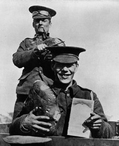 The Soldier and His Rations: A Photograph Taken at One of the British Camps in France