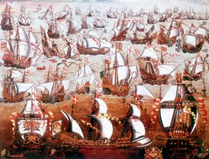 The Spanish Armada Which Threatened England in July 1588