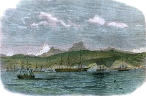 The Spanish blockading squadron at Valparaiso, Chile by Unbekannt