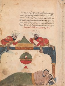 The Thieves on the Roof Awaken the Merchant, Folio from a Kalila wa Dimna, 18th century by Unbekannt
