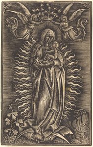 The Virgin Crowned by Two Angels by Unbekannt