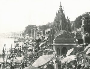 The Vishnu Pond and Ghat, Benares, India