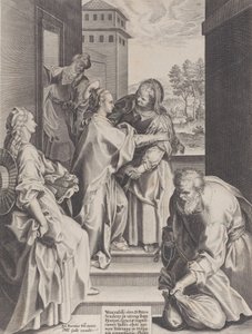 The Visitation, the Virgin and Saint Elizabeth Embracing in the Center by Unbekannt