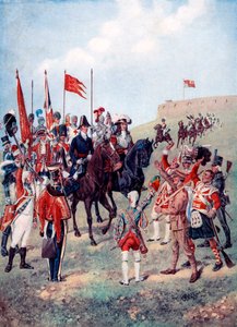 The cavalry meet the infantry on the battlefield, 1910 by Unbekannt