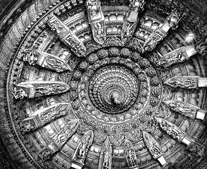 The ceiling of a Jaina sanctuary in Mount Abu, Rajasthan, India by Unbekannt