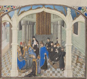The Coronation of Baldwin II in 1118 (Miniature from the Historia by William of Tyre) by Unbekannt