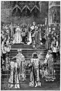 The coronation of Emperor Alexander III and Empress Maria Fyodorovna by Unbekannt