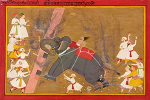 The Elephant Khanderao Bahadur Killing Sham Mahavat, ca. 1700 by Unbekannt