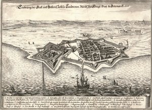 The fortifications of Landskrona, Sweden, captured by the Danes in the Scania War, 1676 by Unbekannt
