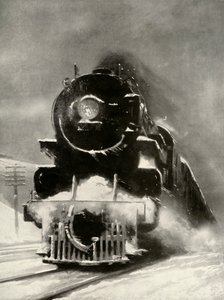 The fury of the blizzard makes no impression on this mammoth locomotive by Unbekannt