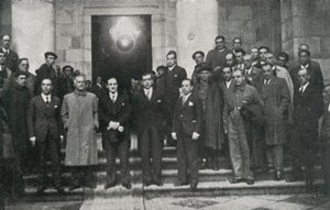 The head of the Basque government (or lehendakari) Jose Antonio Aguirre and members of the government, Barcelona by Unbekannt