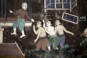 The Interior of the Silver Pagoda Compound Walls Covered with Murals Depicting Stories from the Reamker (Khmer Version of the Ramayana) by Unbekannt