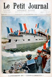 The Launching of the Armoured Cruiser Leon Gambetta, France