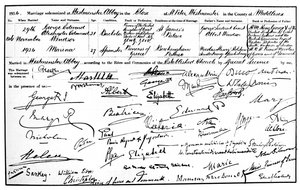 The marriage certificate of the Duke and Duchess of Kent