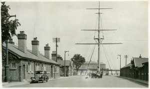 The quarterdeck, Royal Navy training establishment, Shotley, Suffolk, 1936