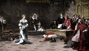 The trial of Queen Catherine, 1529 by Unbekannt