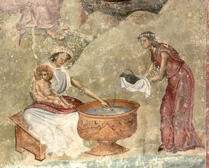 The Washing of the Child in the Nativity Scene